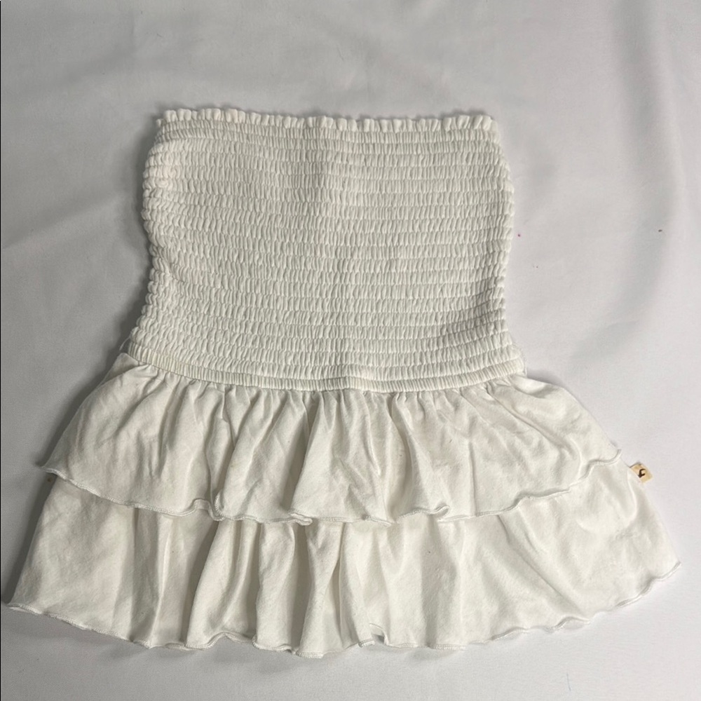 Hollister White Smocked Bubble Crop Top